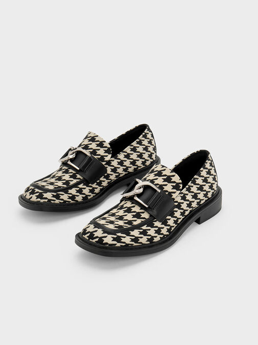 Gabine Leather Houndstooth Loafers, Multi, hi-res