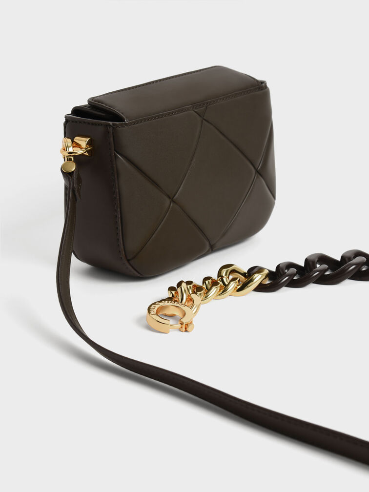 Mini Danika Chunky Chain Padded Bag, Dark Moss, hi-res