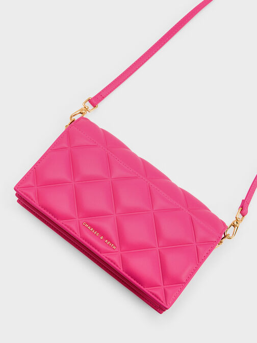 Alcott Scarf Handle Quilted Clutch, Fuchsia, hi-res