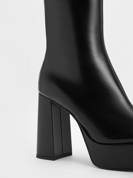 Platform Side-Zip Ankle Boots, Black, hi-res