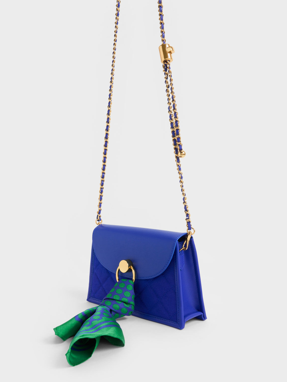 Roza Beaded Handle Scarf Bag, Cobalt, hi-res