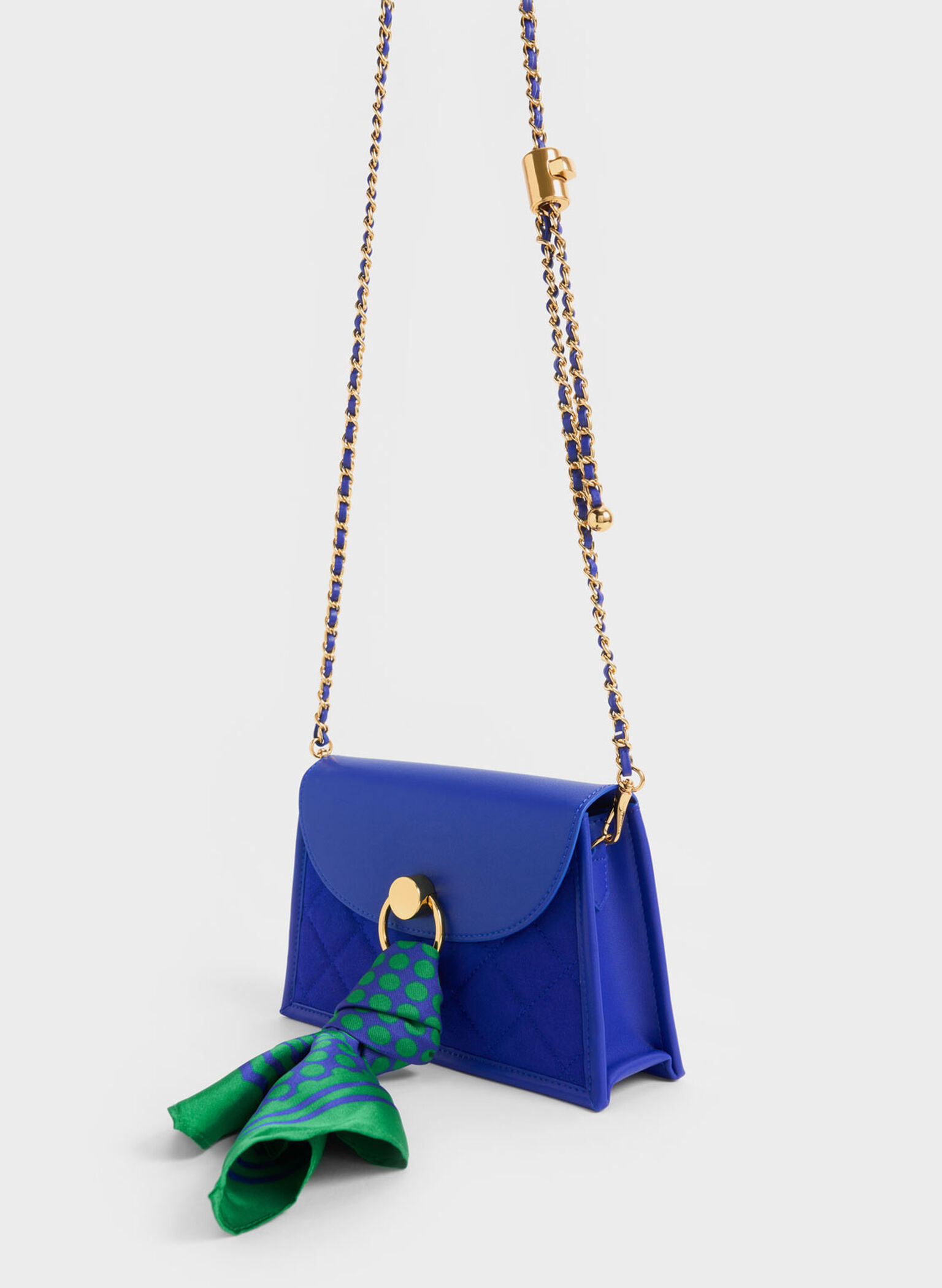 Roza Beaded Handle Scarf Bag, Cobalt, hi-res