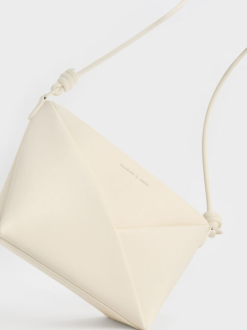 Bolso cruzado geométrico Midori, Crema, hi-res