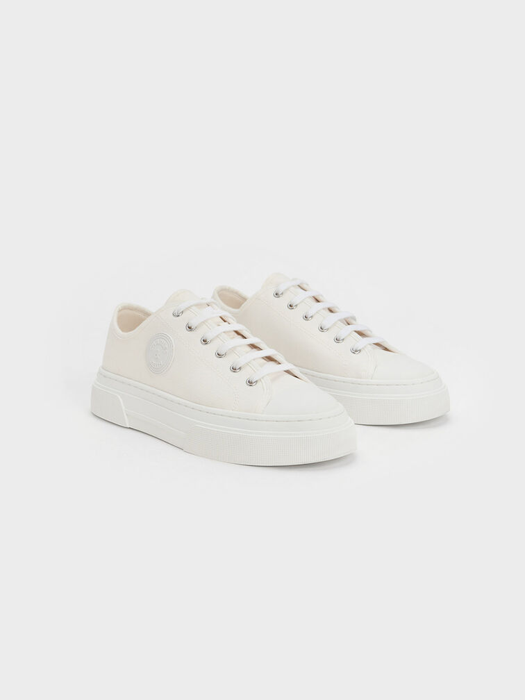 Kay Canvas Low-Top Sneakers, White, hi-res