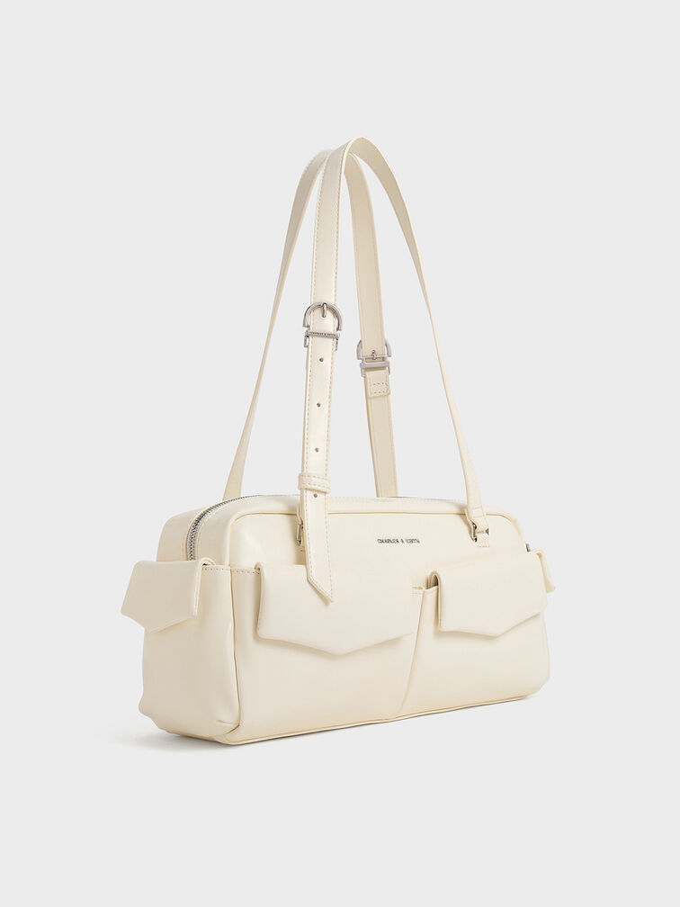 Bolso alargado Rachel multibolsillos, Crema, hi-res