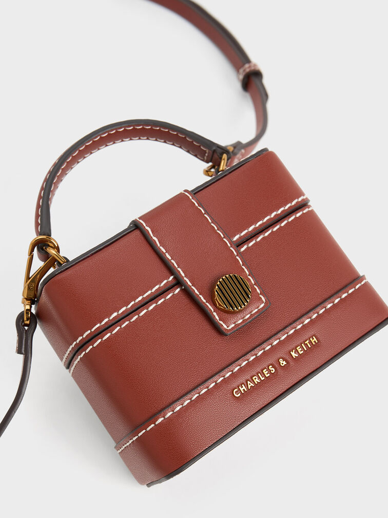 Mini Bronte Contrast Trim Top Handle Bag, Mocha, hi-res