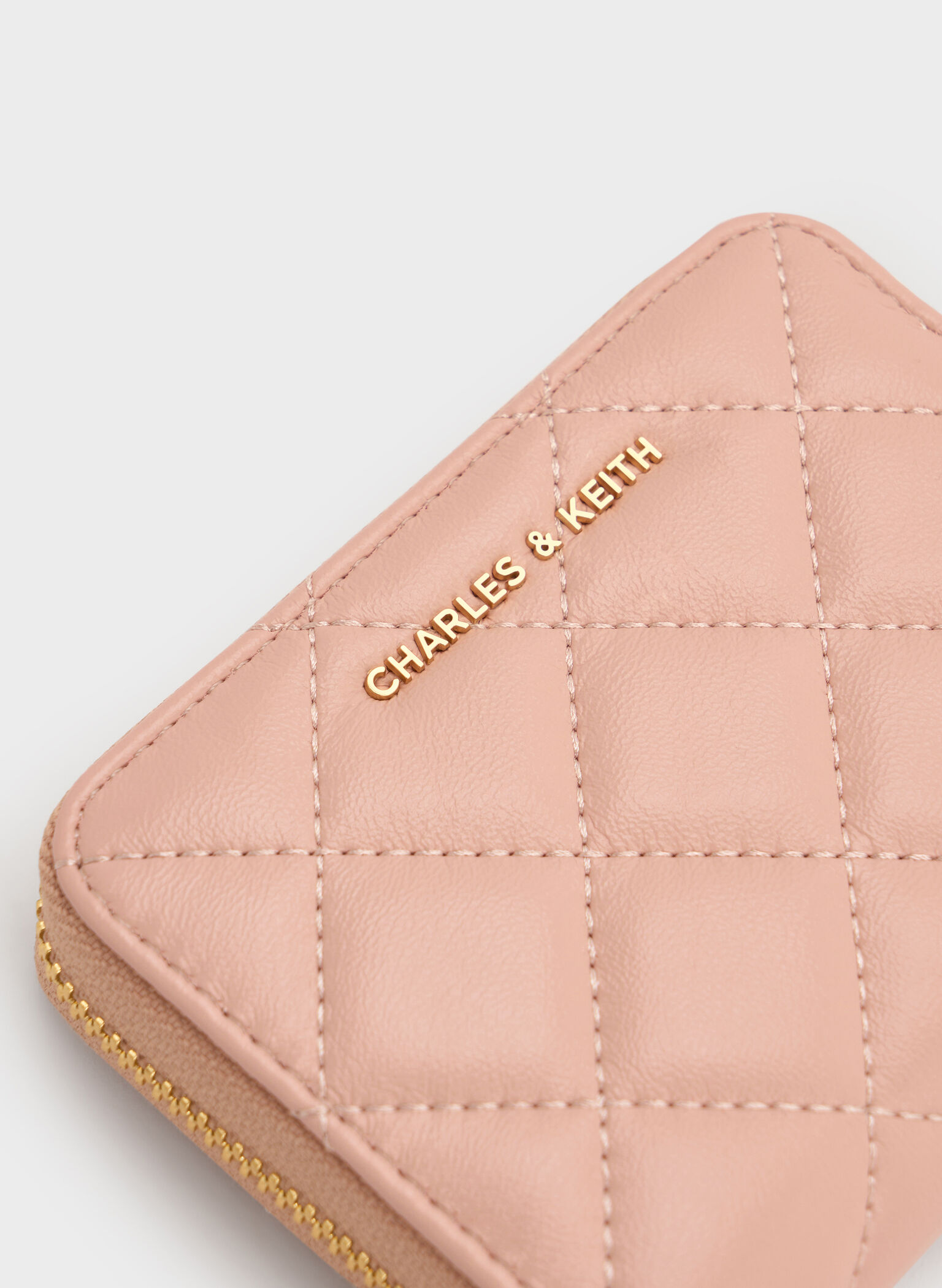 Alva Quilted Zip-Around Wallet, Light Pink, hi-res