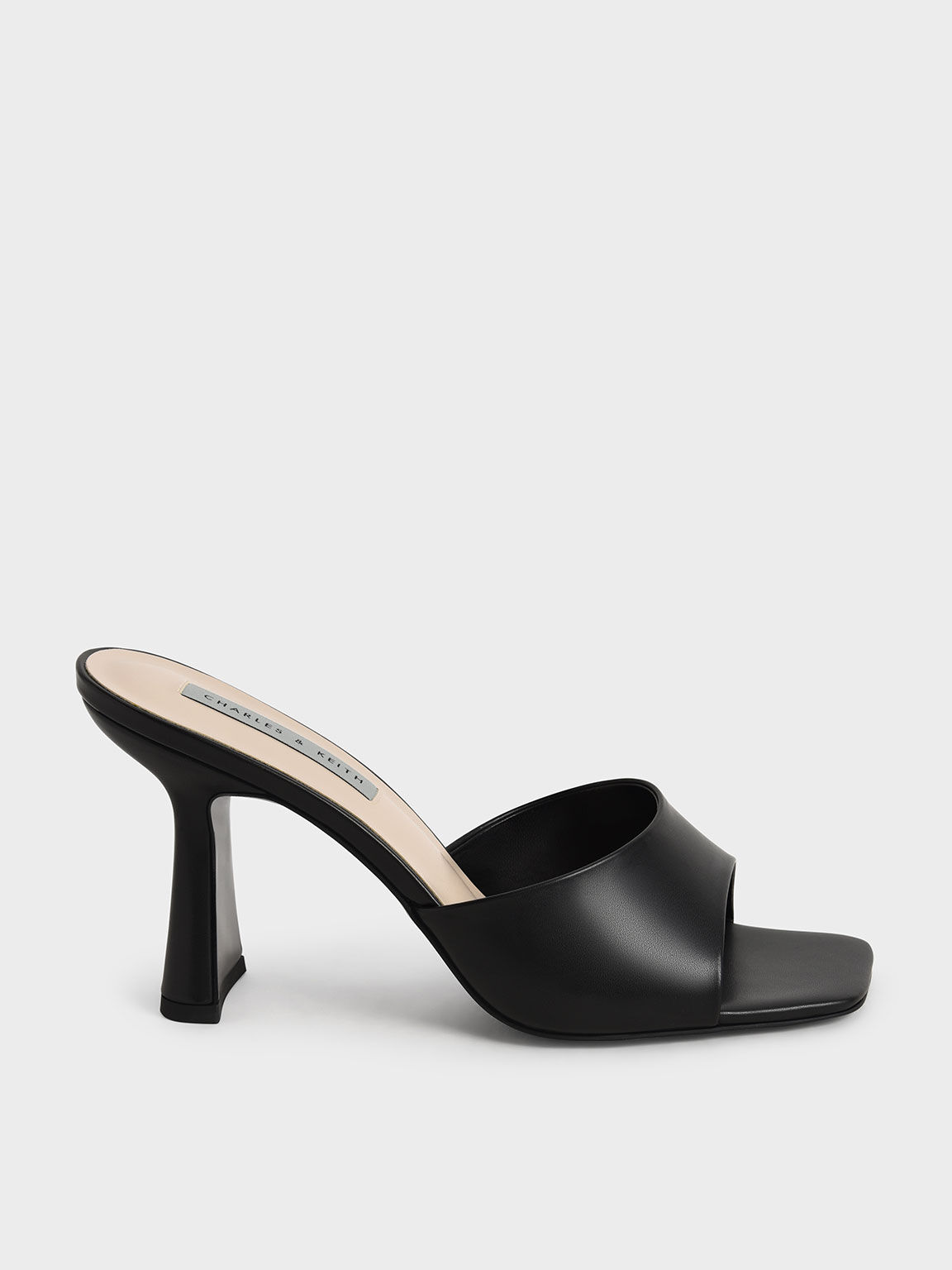 Black heeled mule sandals hotsell