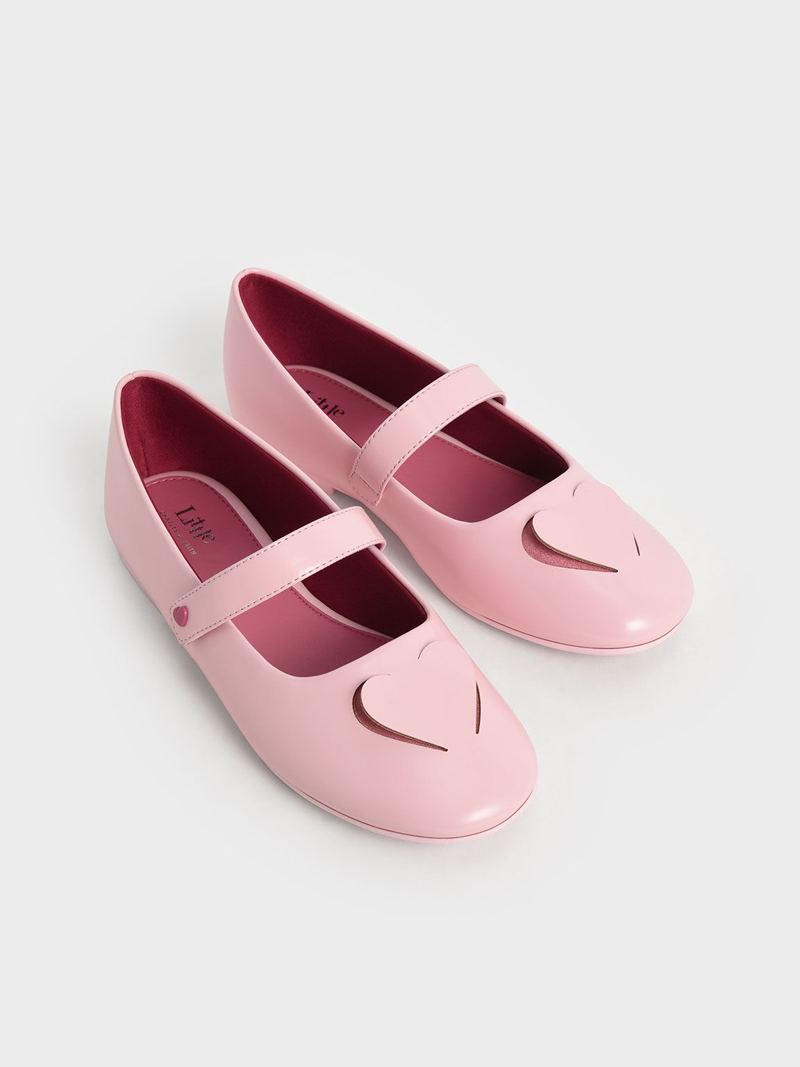Girls' Heart Cut-Out Mary Janes, Pink, hi-res