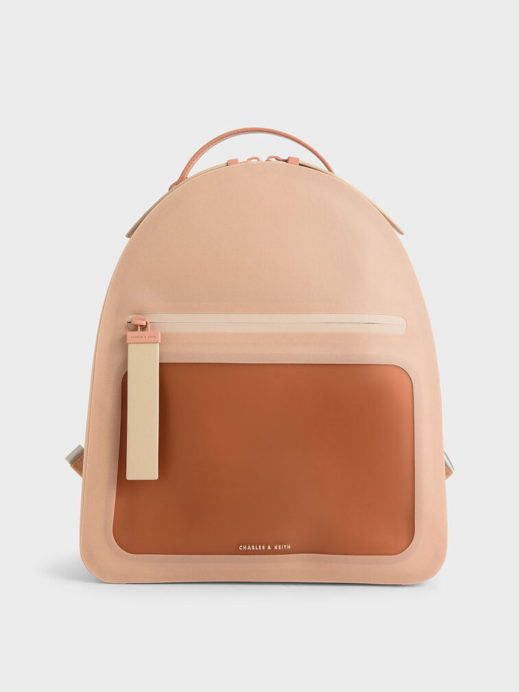 Front Zip Backpack, Nude, hi-res