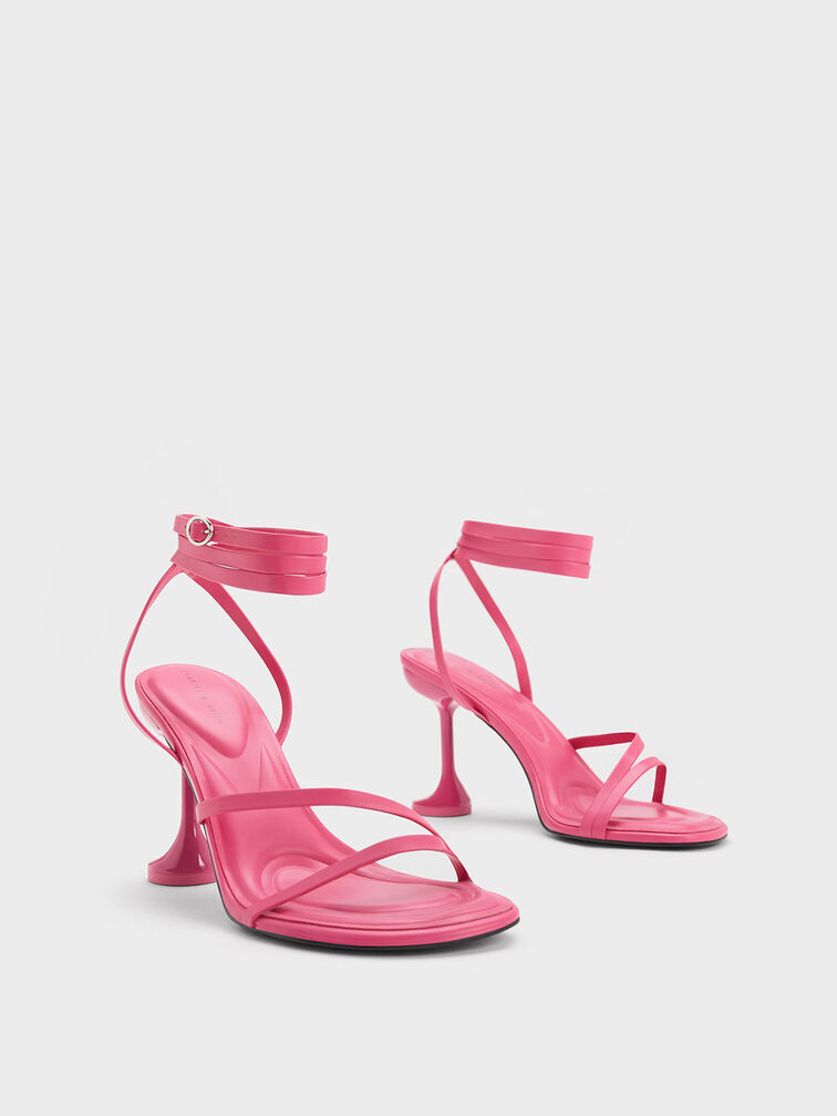 Celestine Sculptural Heel Strappy Sandals, Berry, hi-res