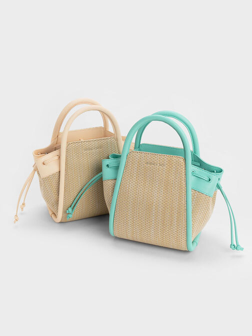 Ashby Raffia Tote Bag, Mint Green, hi-res