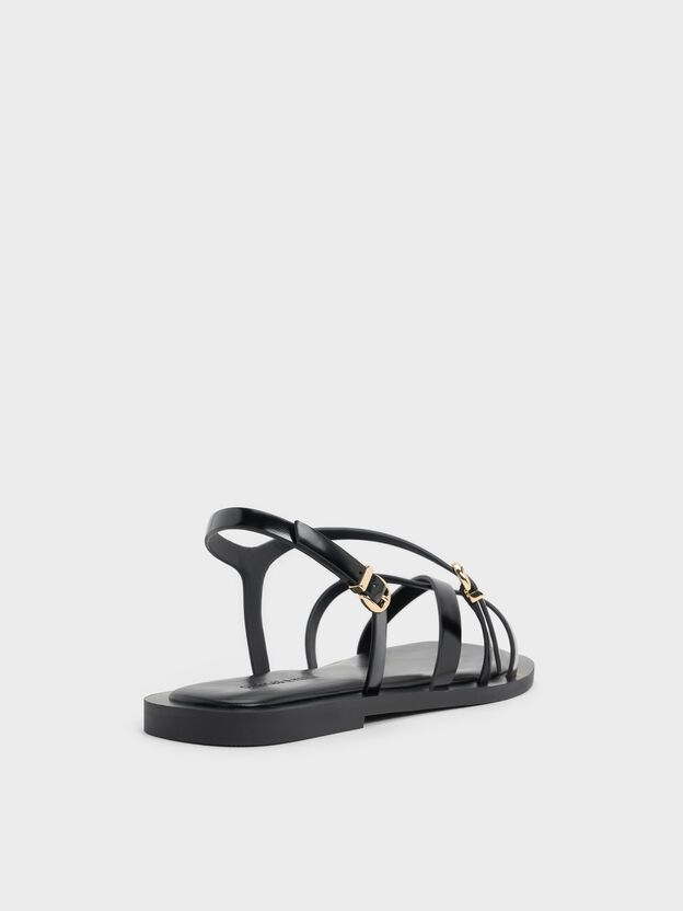 Strappy Crossover Slingback Sandals, Black Box, hi-res
