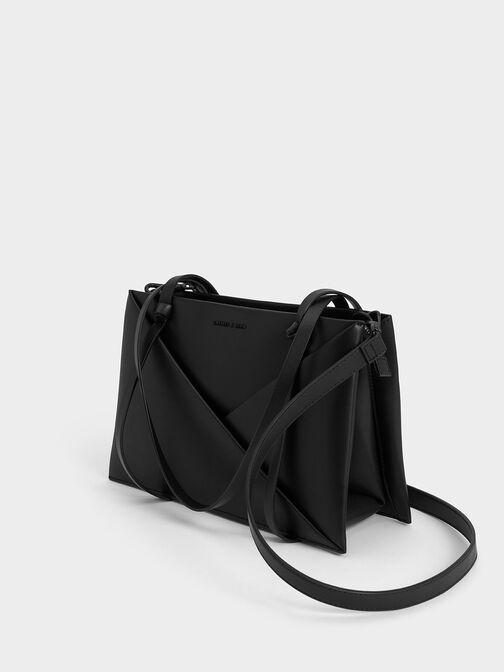 Bolso tote geométrico Midori, Noir, hi-res