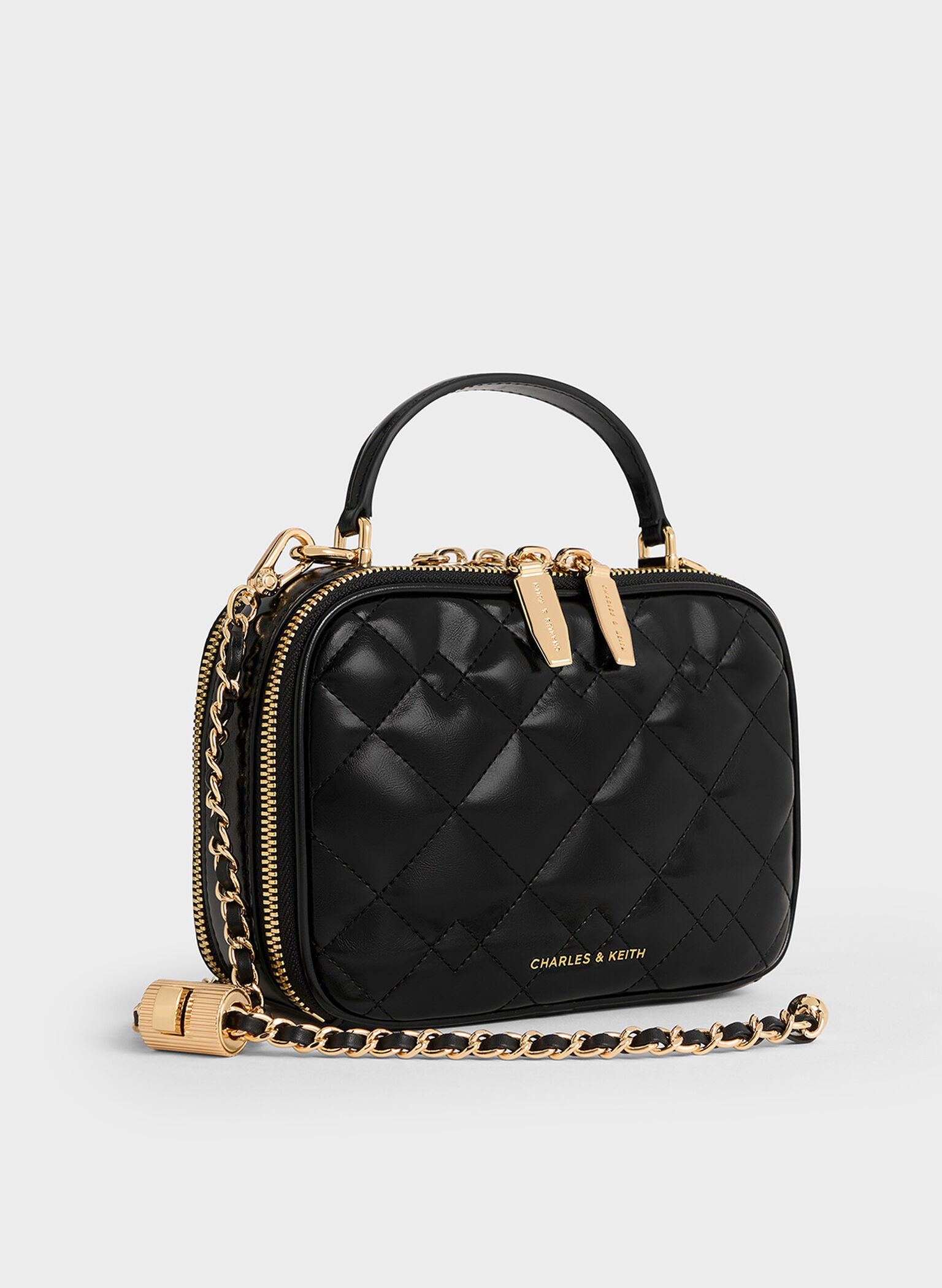 Duo Quilted Vanity Bag, Black, hi-res