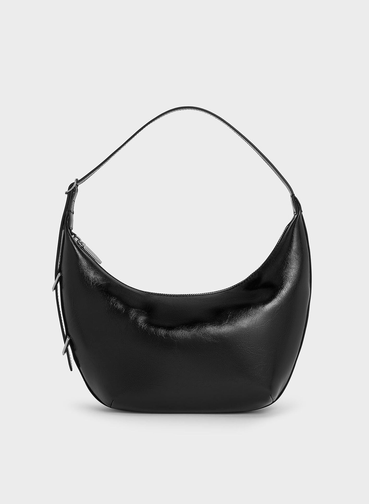 Bryna Curved Hobo Bag, Noir, hi-res