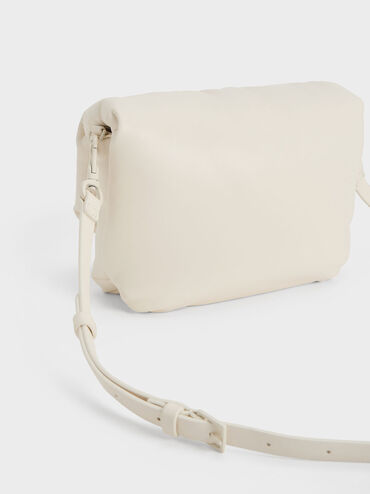 Paffuto Metallic Accent Chain-Handle Bag, Cream, hi-res