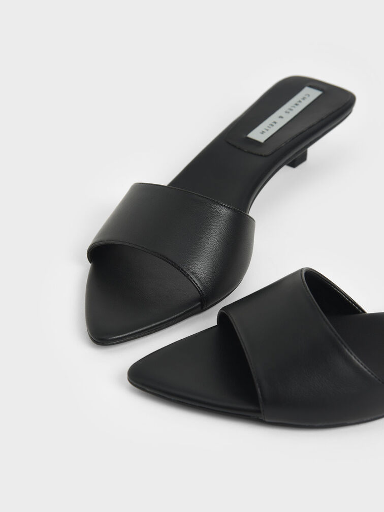 Black Kitten Heel Mules - CHARLES & KEITH International