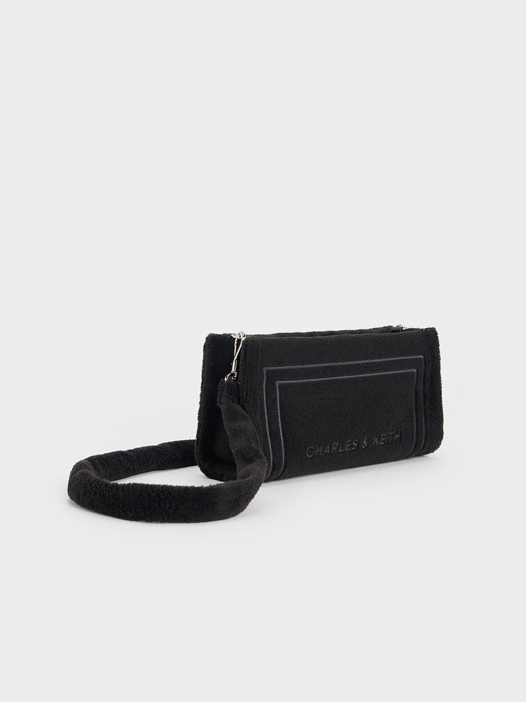 Loey Textured Shoulder Bag, Black, hi-res
