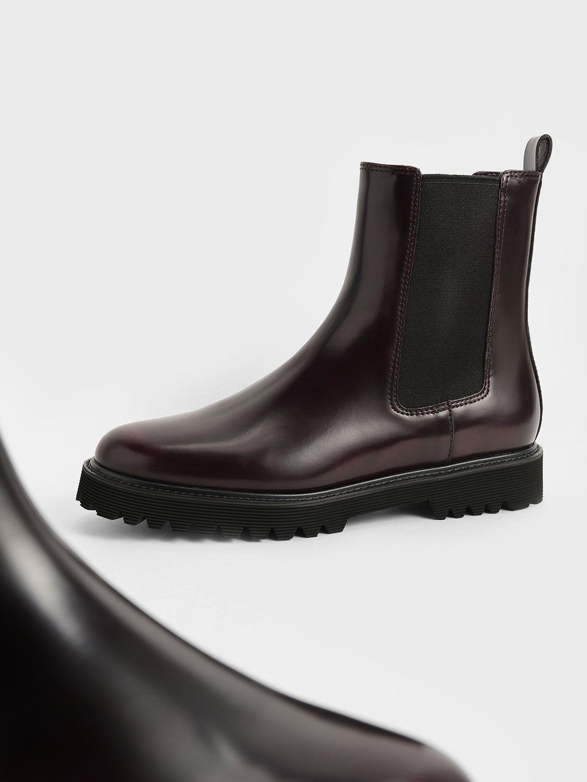 Cleated Sole Chelsea Boots, Burgundy, hi-res