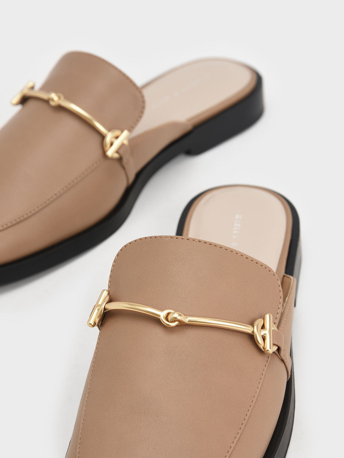 Metallic Accent Loafer Mules, Camel, hi-res
