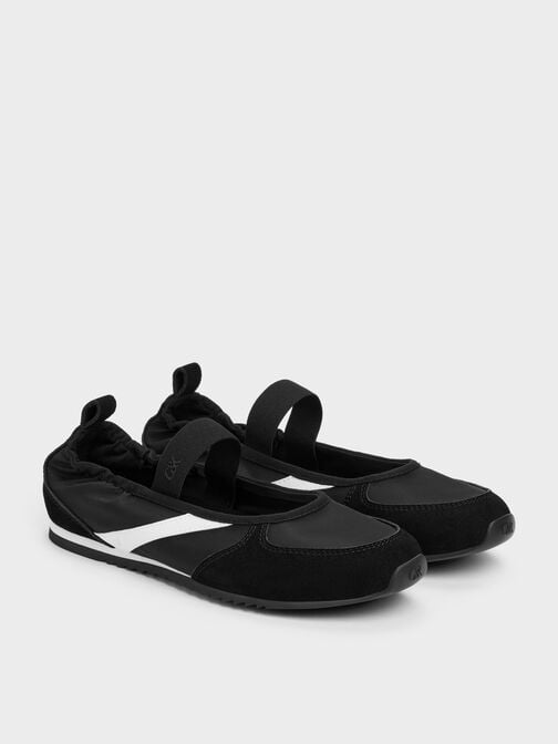 Jace Recycled Leather Mary Jane Sneakers, Black Textured, hi-res