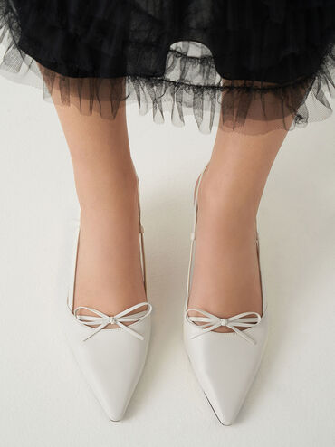 Bow-Tie Slingback Pumps, Chalk, hi-res