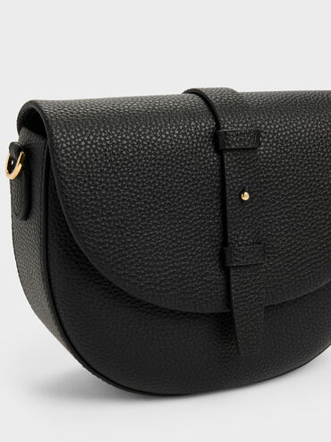 Beryl Belted Saddle Bag, Black, hi-res