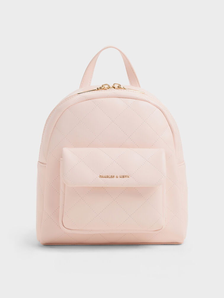 Alva Quilted Front-Pocket Backpack, Soft Pink, hi-res