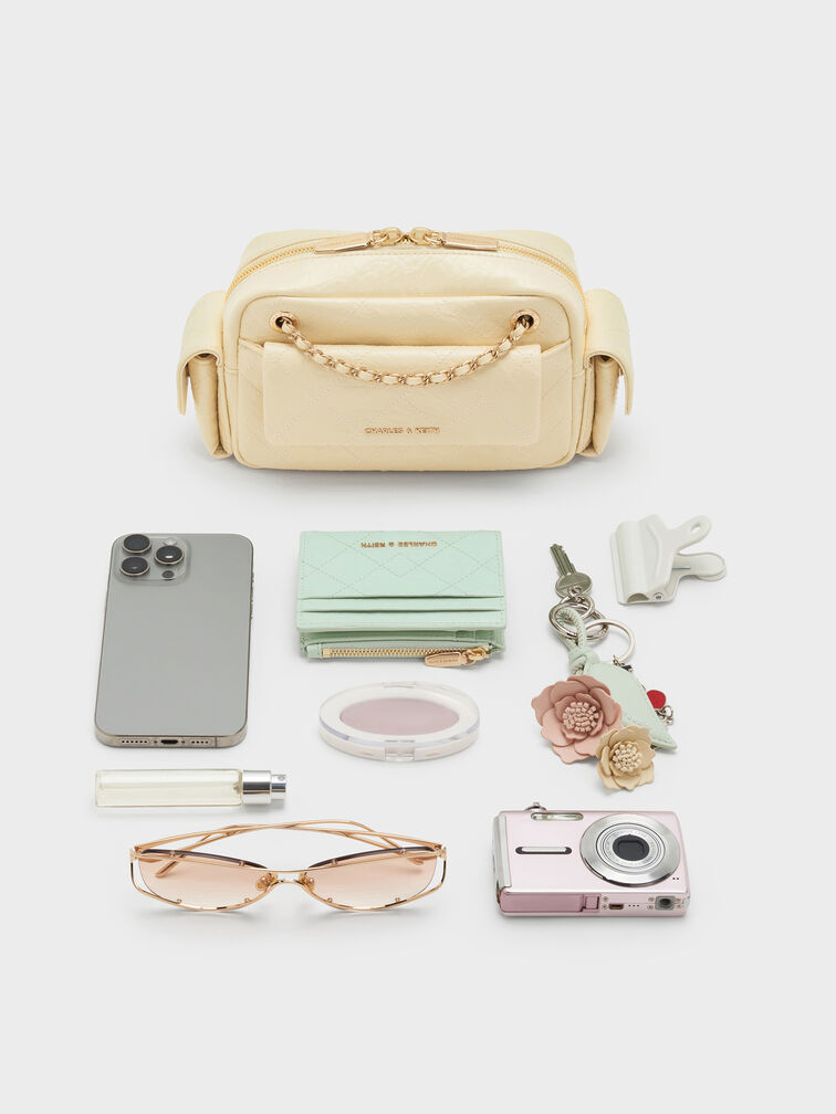 듀오 퀼티드 크로스바디 백, 버터 옐로우, hi-res