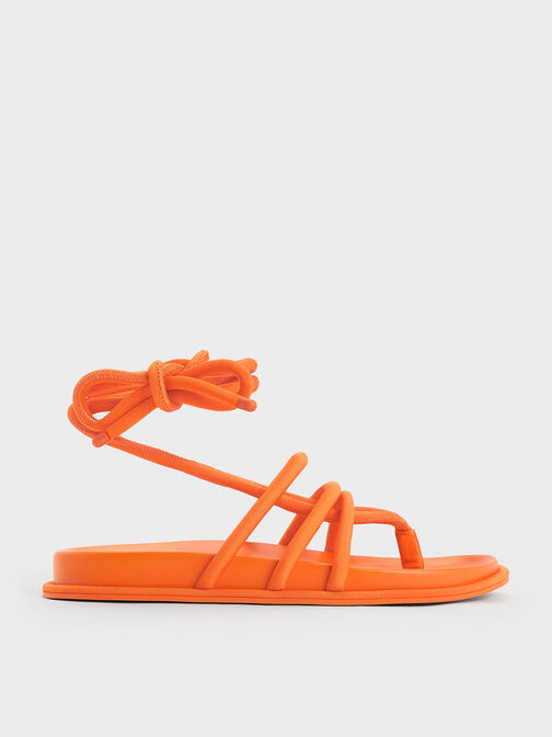 Toni Tubular Tie-Around Sandals, Orange, hi-res