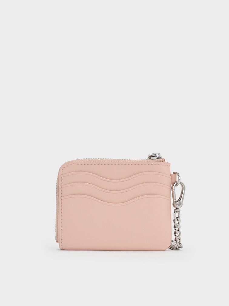 Nelly Wavy-Panel Chain-Strap Wristlet, Light Pink, hi-res