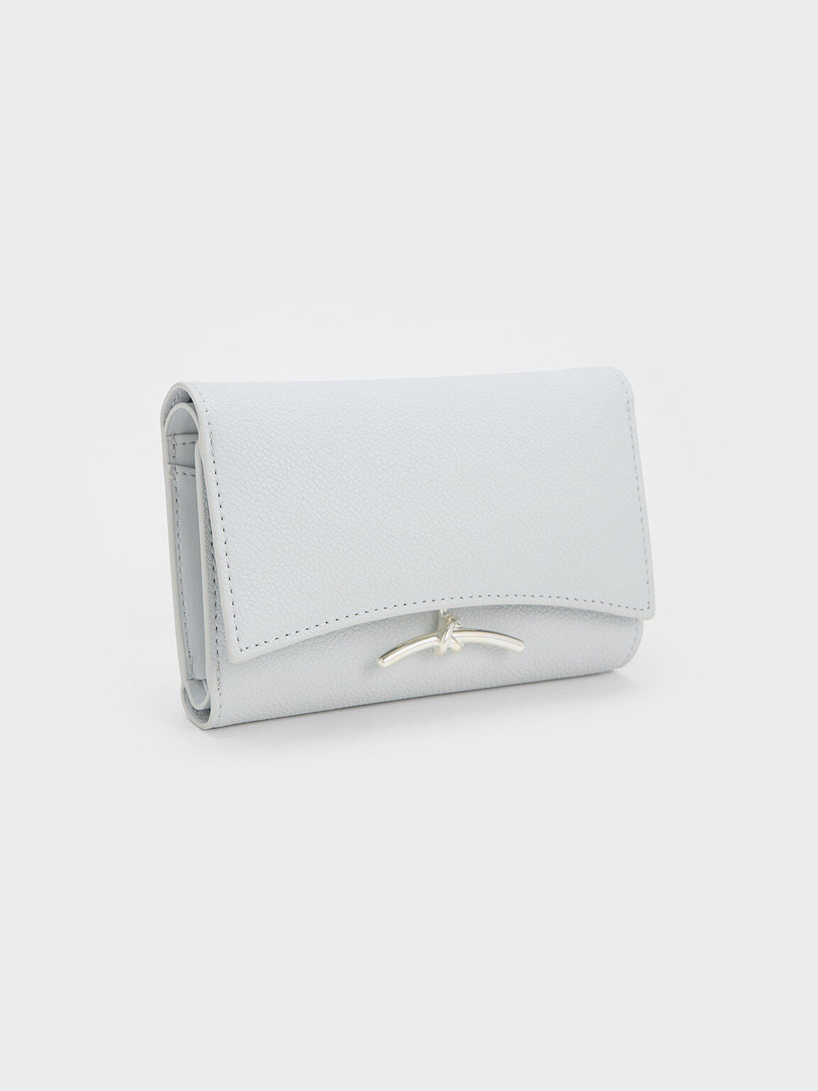 Huxley Metallic-Accent Front Flap Wallet, Light Grey, hi-res