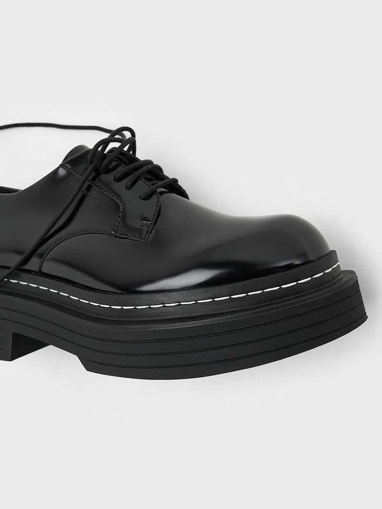 Lace-Up Platform Derbys, Black Box, hi-res