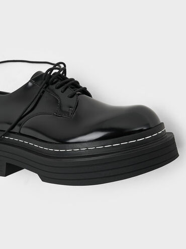 Lace-Up Platform Derbys, Black Box, hi-res