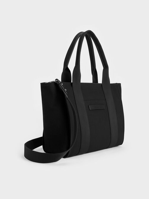 Large Kay Canvas Tote Bag, Noir, hi-res