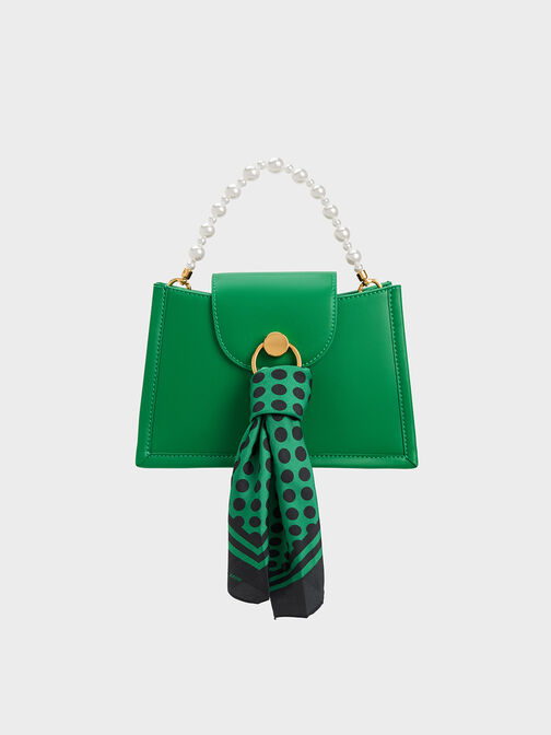 Mini Roza Beaded Handle Scarf Bag, Green, hi-res