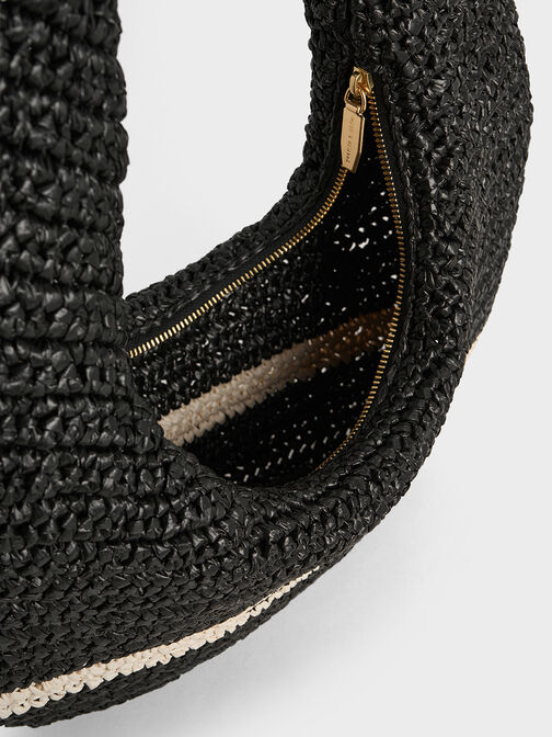 Allegra Knitted Slouchy Hobo Bag, Black, hi-res