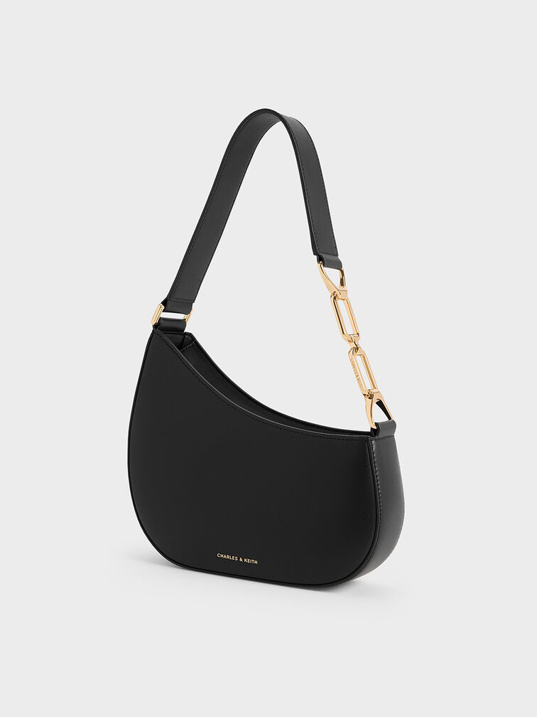 Bolso Agatha con detalles de cadena, Negro, hi-res