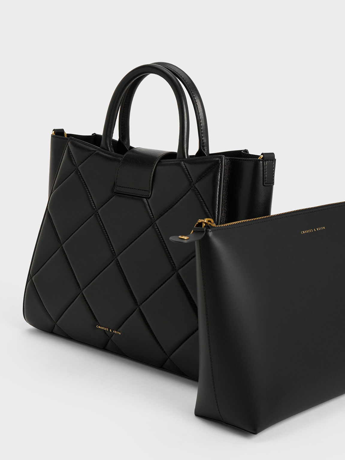 Black Vertigo Quilted Tote Bag CHARLES KEITH IL
