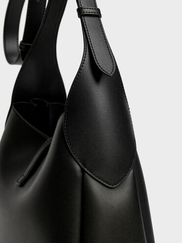Adalyn Metallic-Buckle Belted Hobo Bag, Black, hi-res