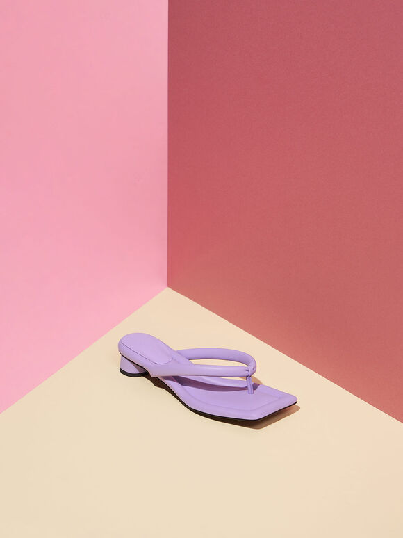 鋪棉夾腳拖鞋, 紫色, hi-res