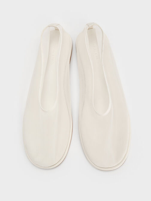Mesh Ballet Flats, White, hi-res