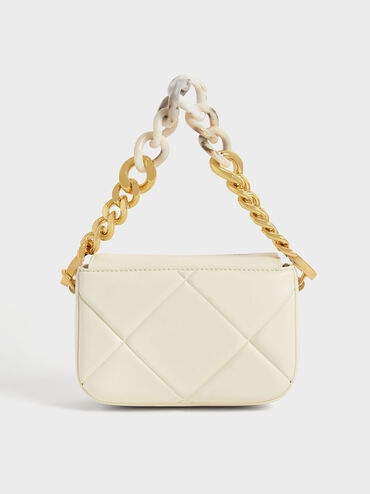 Mini Danika Chunky Chain Padded Bag, Cream, hi-res