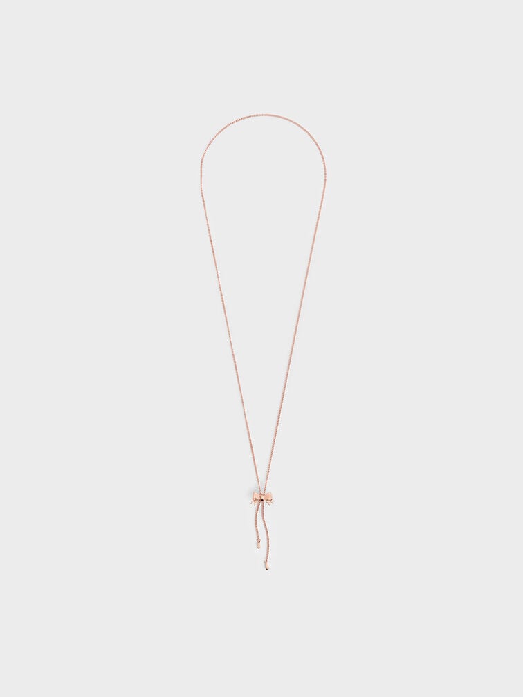 Paige Ribbon Necklace, Rose Gold, hi-res