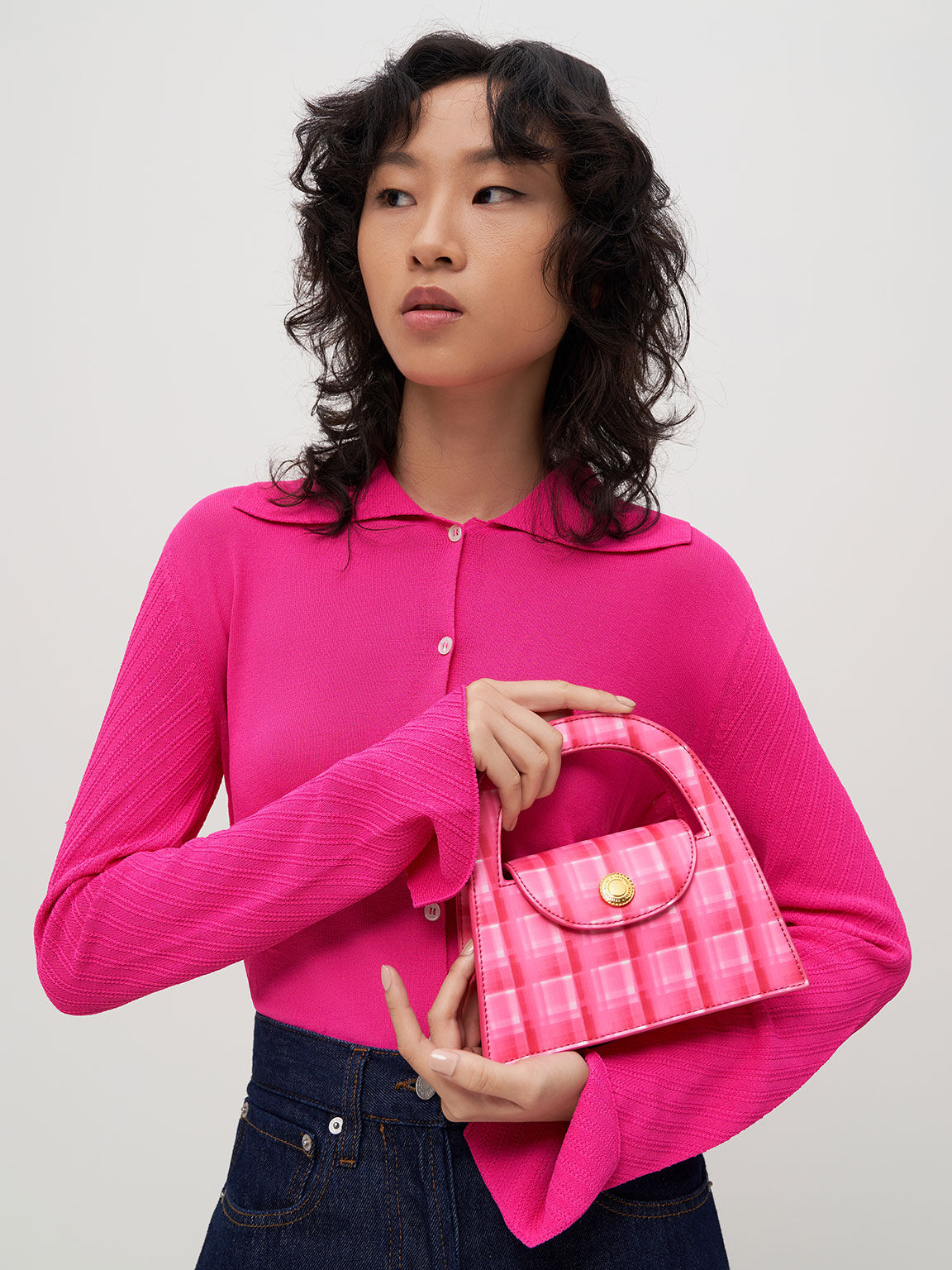 Este Printed Trapeze Bag, Fuchsia, hi-res