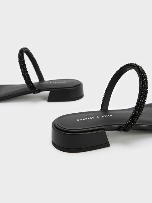 Beaded Toe-Ring Sandals, Black, hi-res