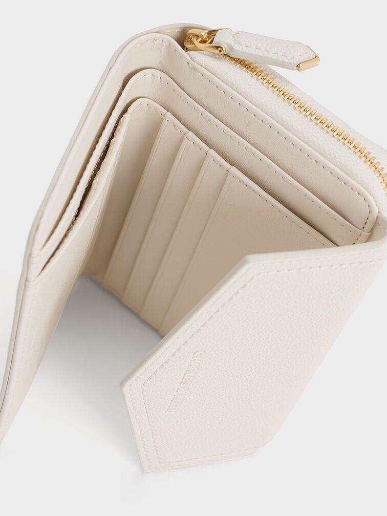 Cartera tipo sobre con pespunte, Crema, hi-res