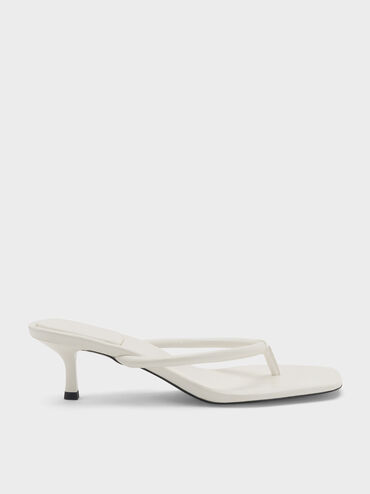 Kitten-Heel Thong Sandals, Chalk, hi-res