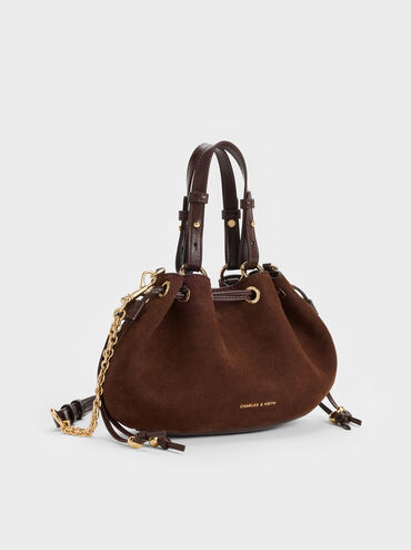 Mini Moxie Drawstring Bucket Bag, Dark Brown, hi-res